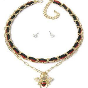 Bee Crystal and Pearl Necklace